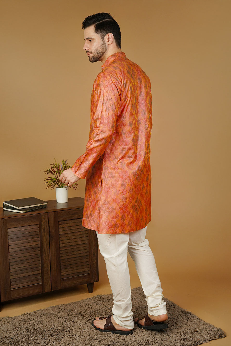 Banarasi Cotton Orange Kurta