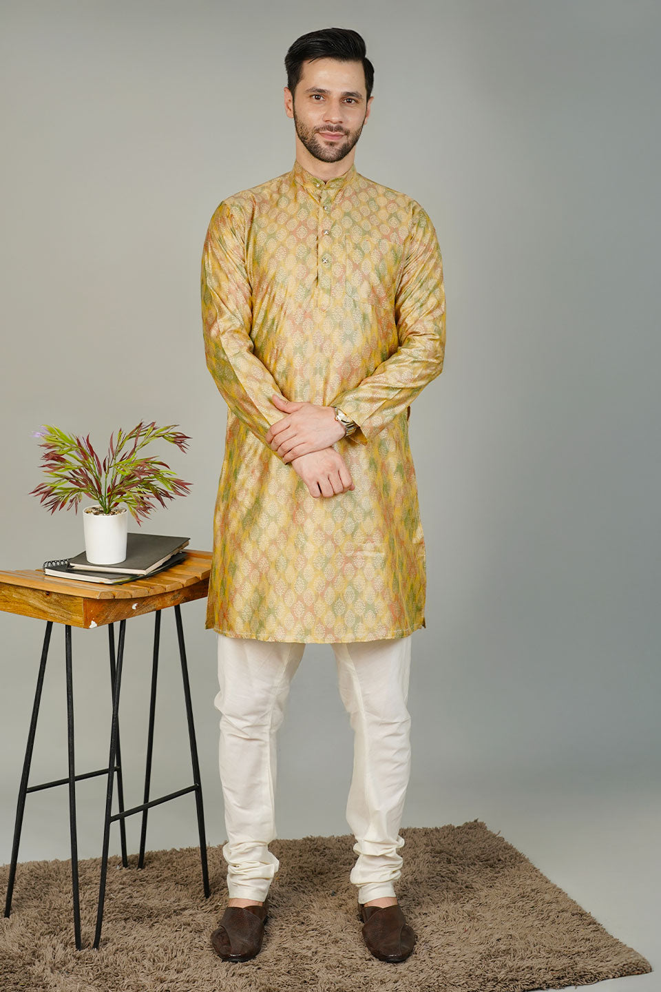 Banarasi Cotton Gold  Kurta