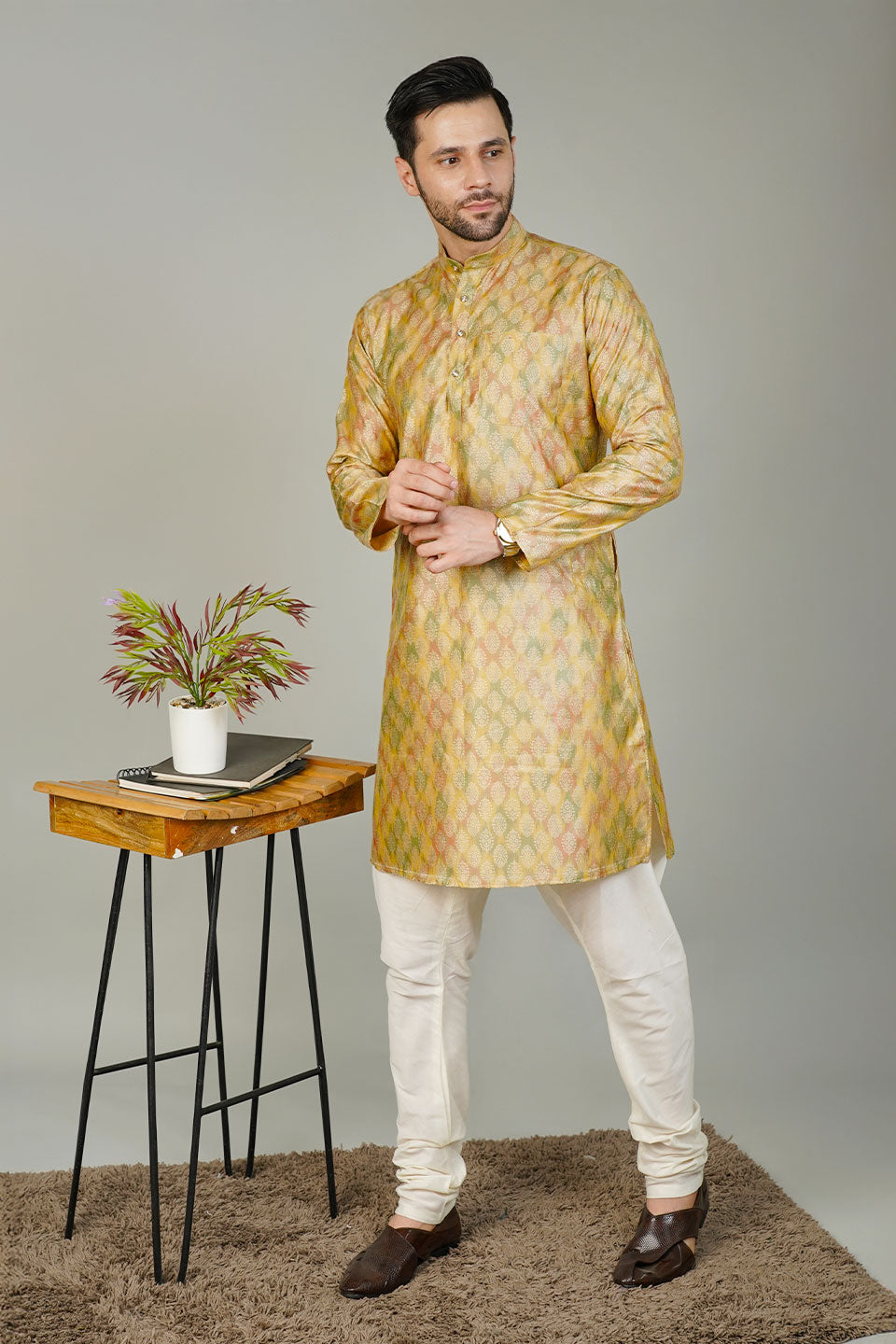 Banarasi Cotton Gold  Kurta