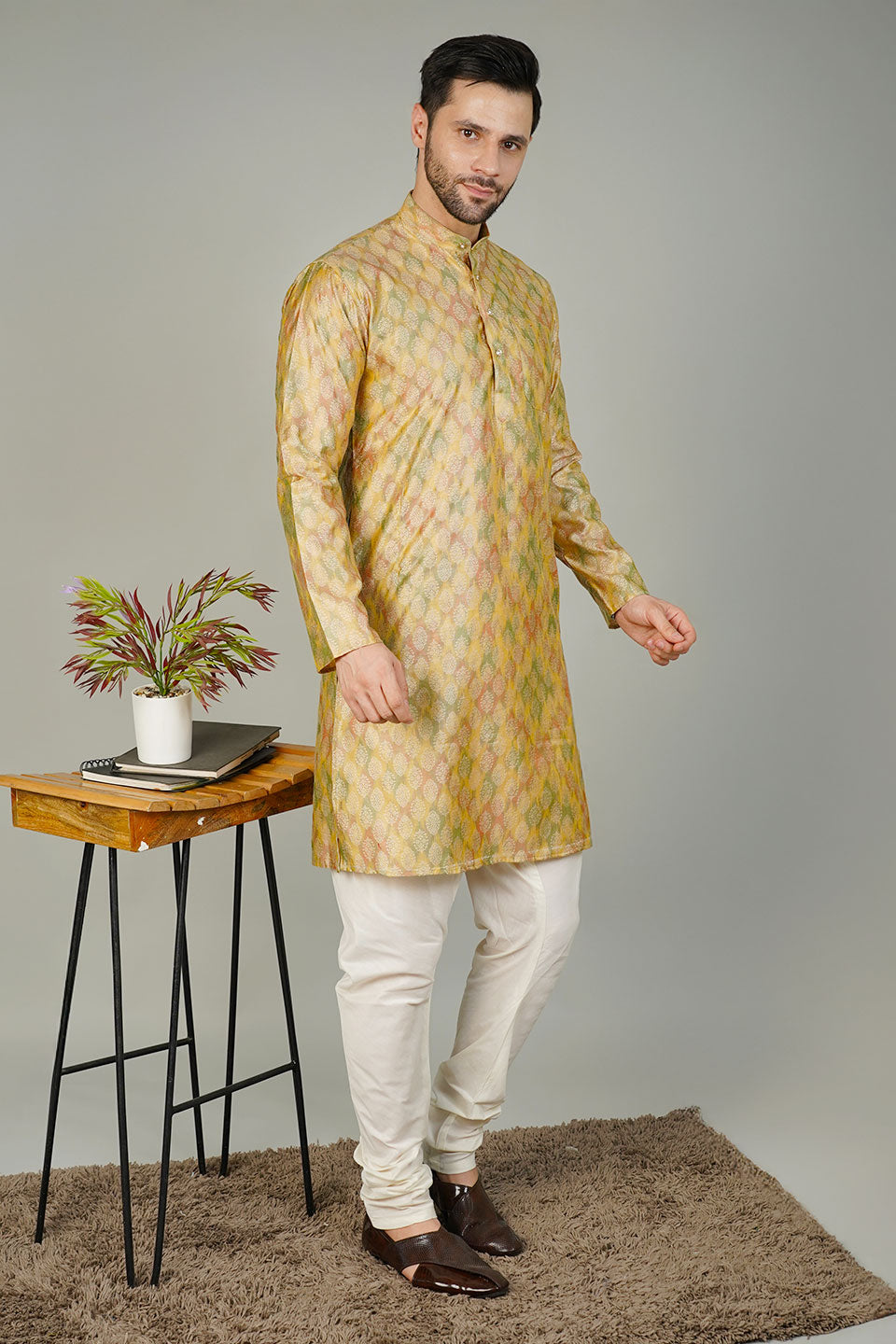 Banarasi Cotton Gold  Kurta