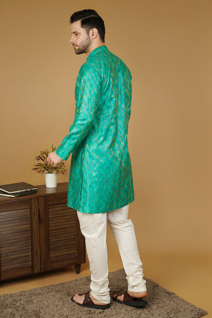 Banarasi Cotton Green Kurta