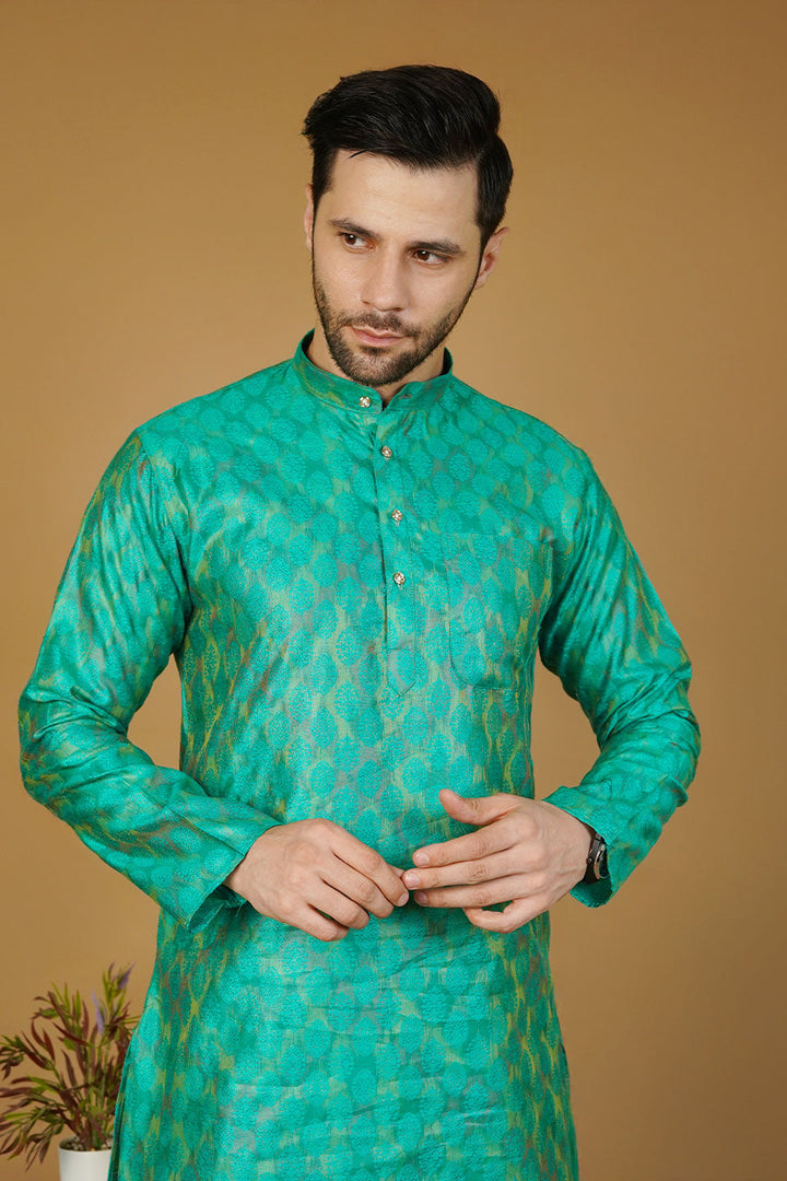 Banarasi Cotton Green Kurta