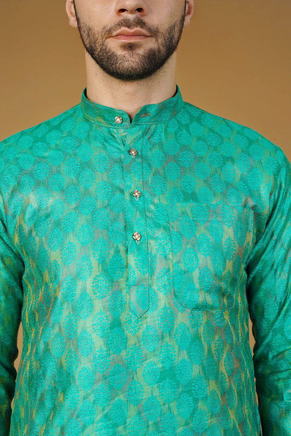 Banarasi Cotton Green Kurta