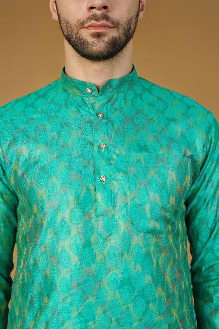 Banarasi Cotton Green Kurta