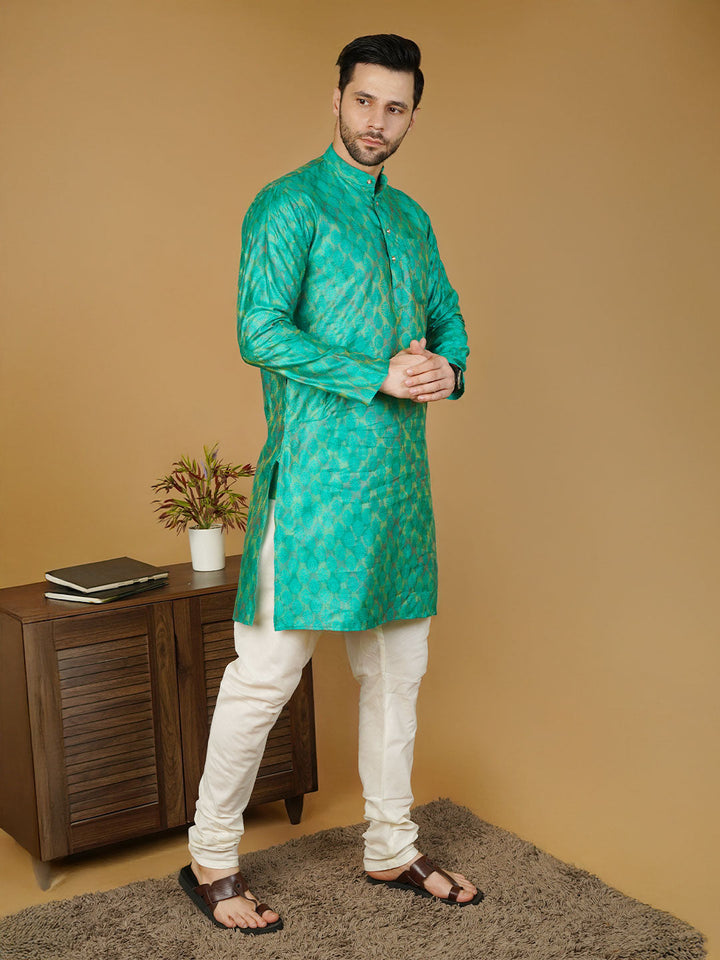 Banarasi Cotton Green Kurta