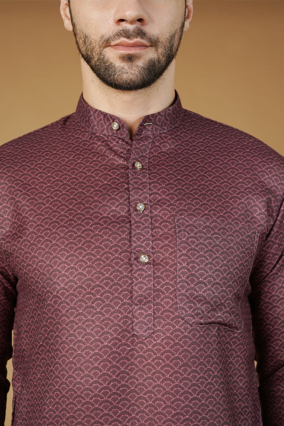 Cotton Printed Red Kurta