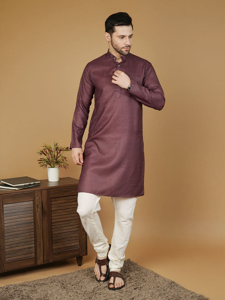 Cotton Printed Red Kurta
