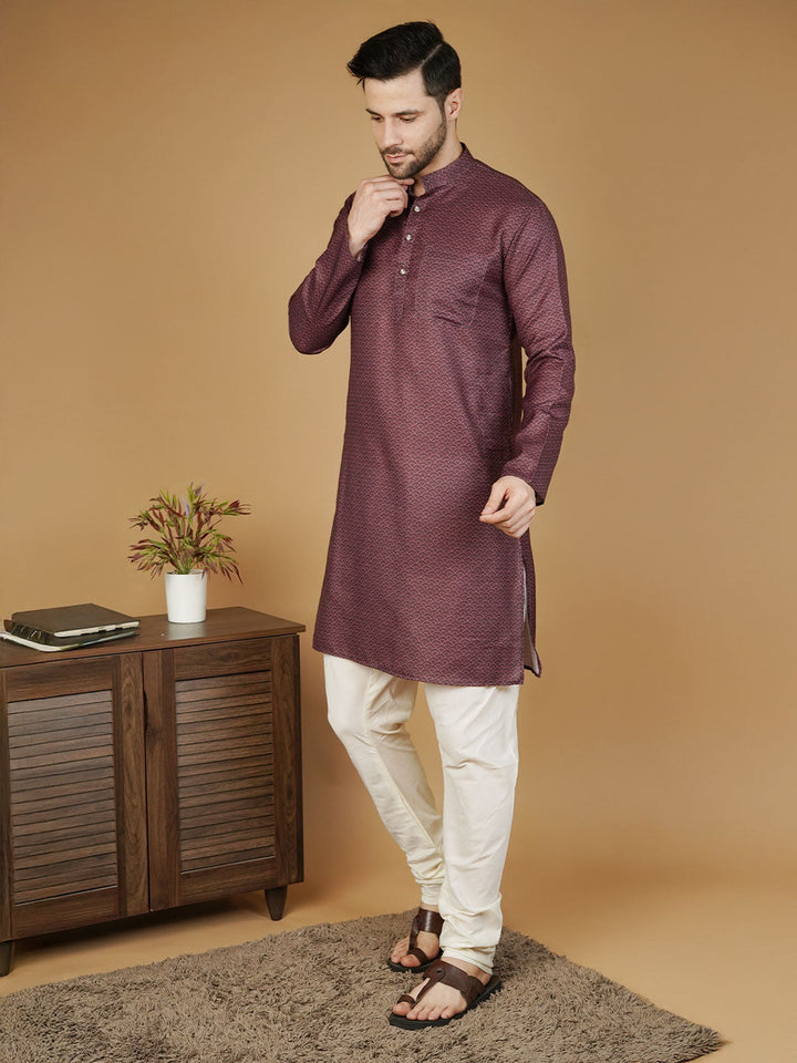 Cotton Printed Red Kurta