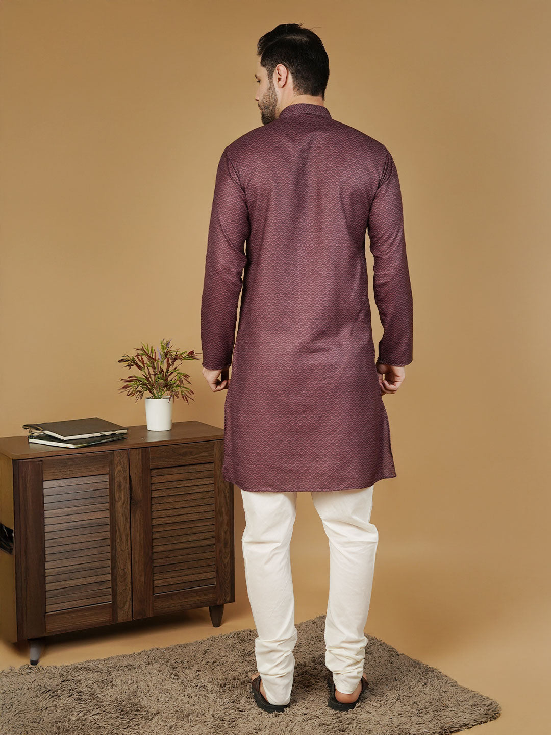Cotton Printed Red Kurta