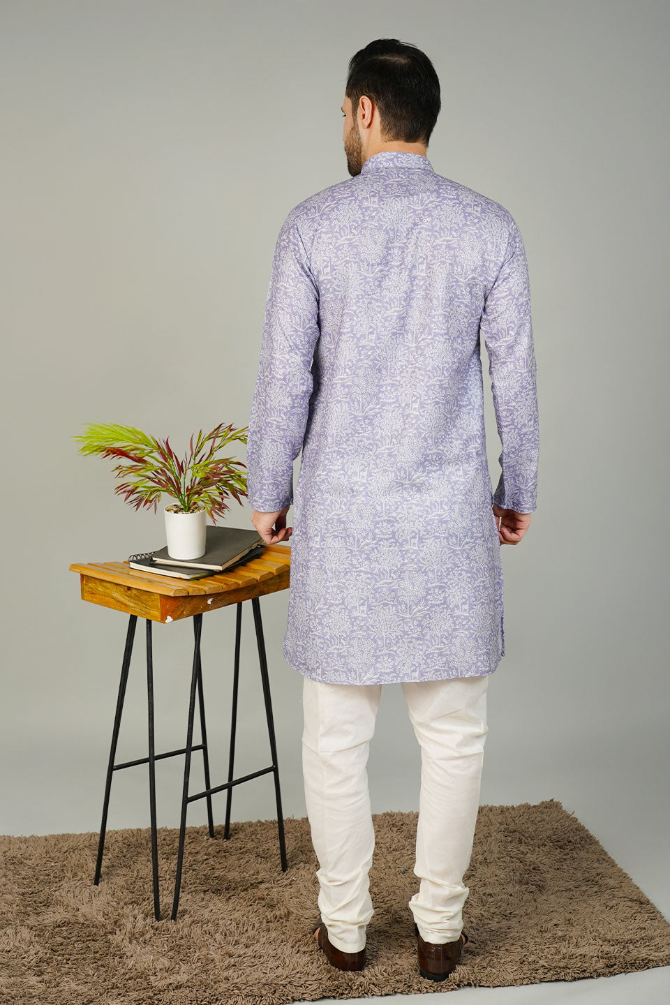 Cotton Printed Purple Kurta