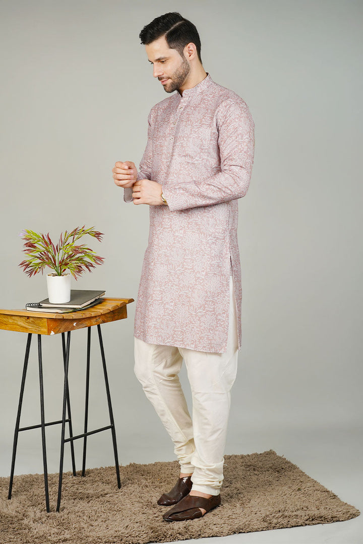 Cotton Printed Brown Kurta