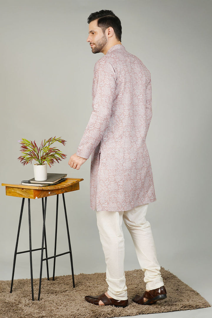 Cotton Printed Brown Kurta