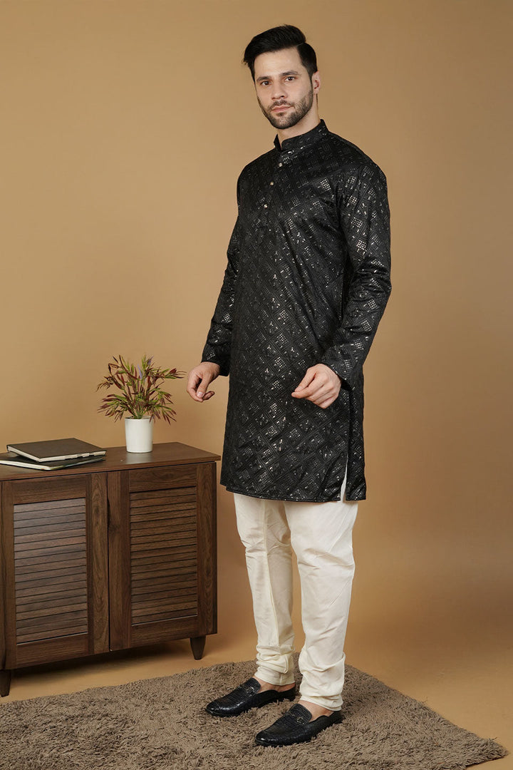 Rayon Emrbroidery Black Kurta