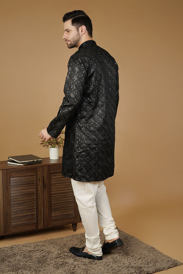 Rayon Emrbroidery Black Kurta