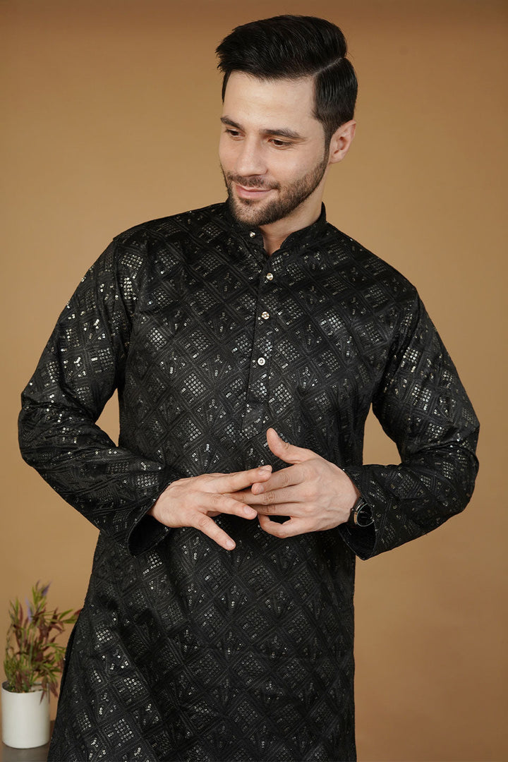Rayon Emrbroidery Black Kurta