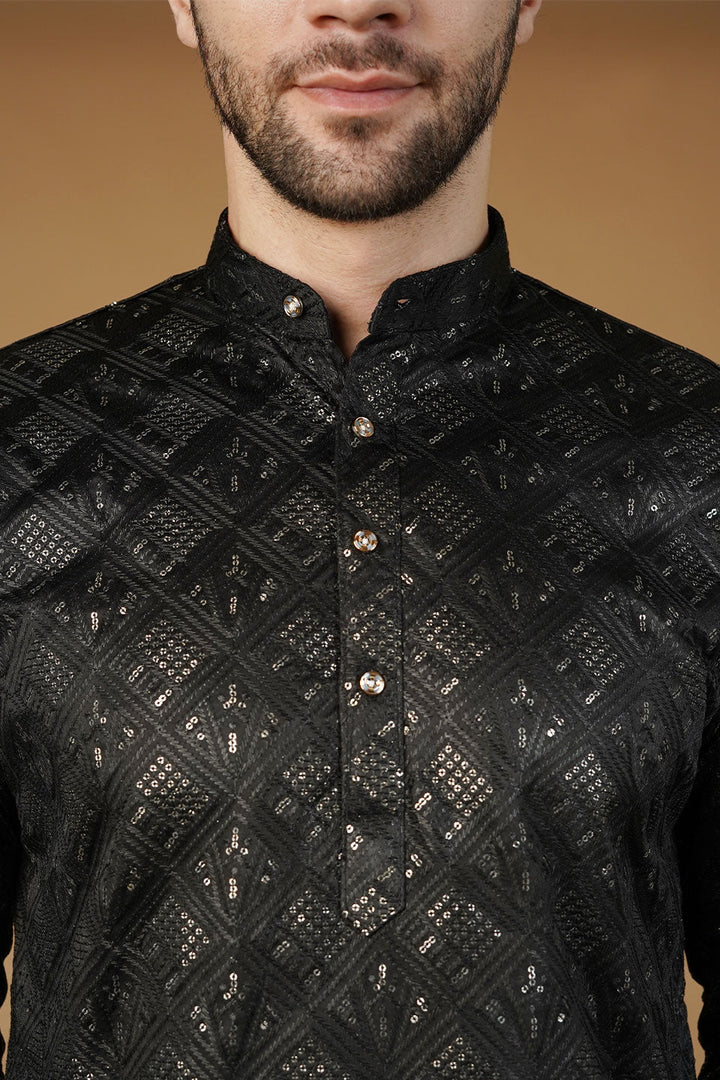 Rayon Emrbroidery Black Kurta