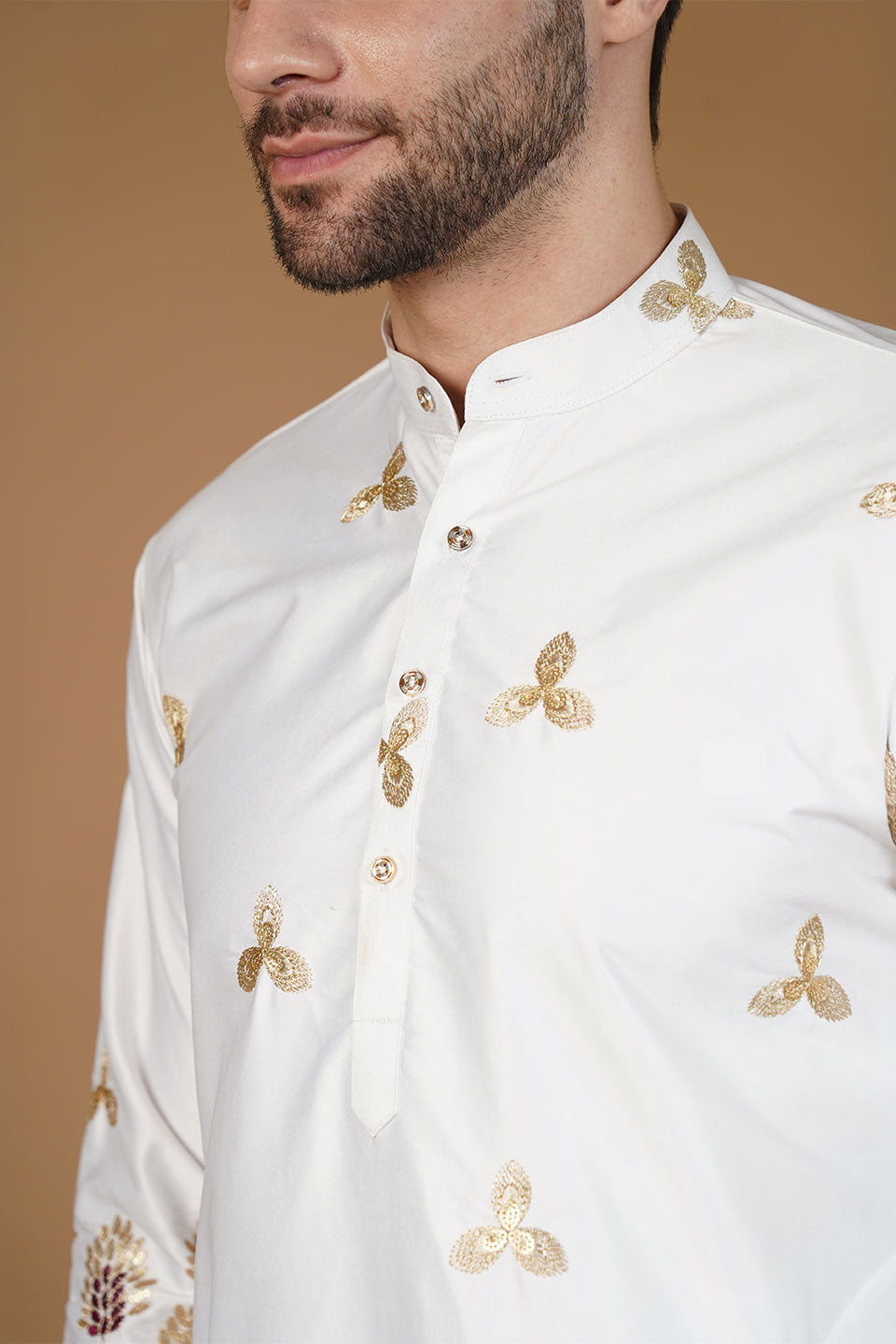 Art Silk Embroidery White Kurta