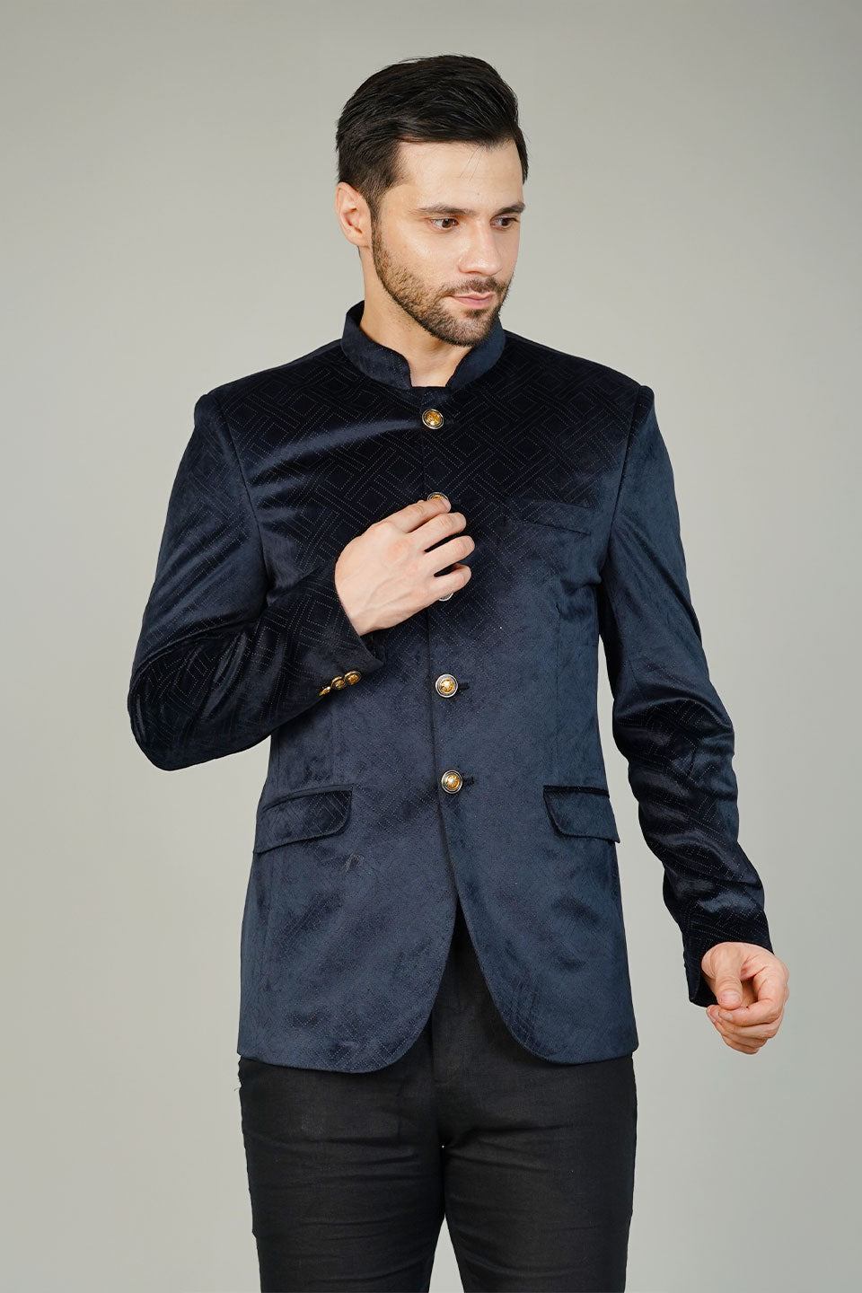 Velvet Blue Bandhgala