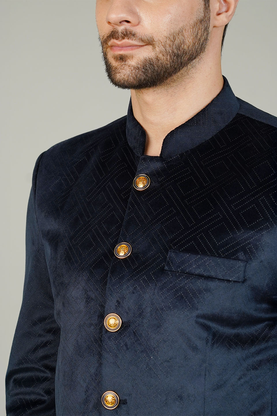 Velvet Blue Bandhgala
