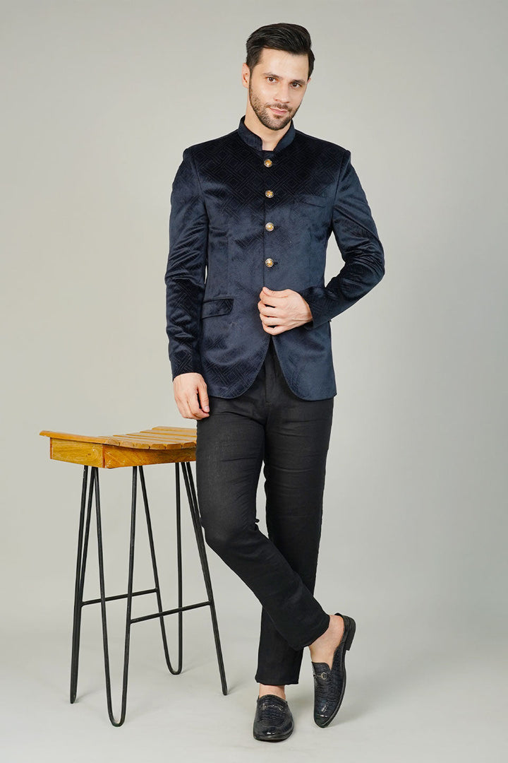Velvet Blue Bandhgala