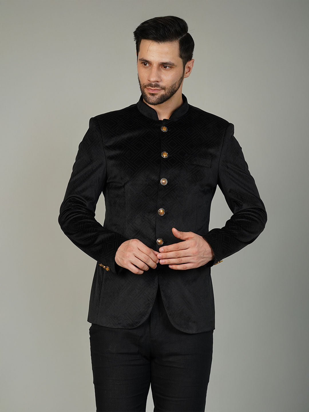 Velvet Black Bandhgala