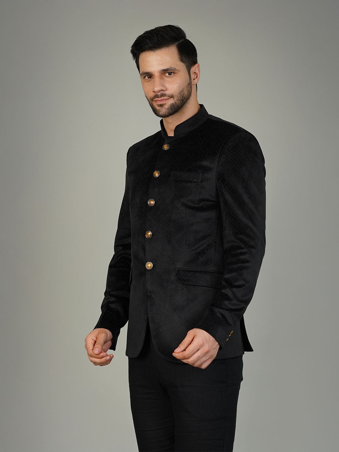 Velvet Black Bandhgala