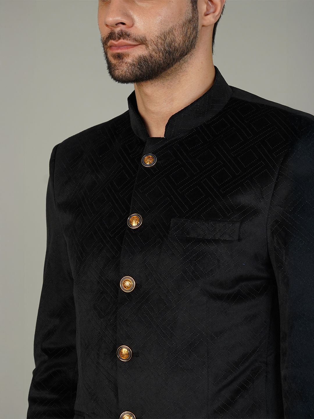 Velvet Black Bandhgala
