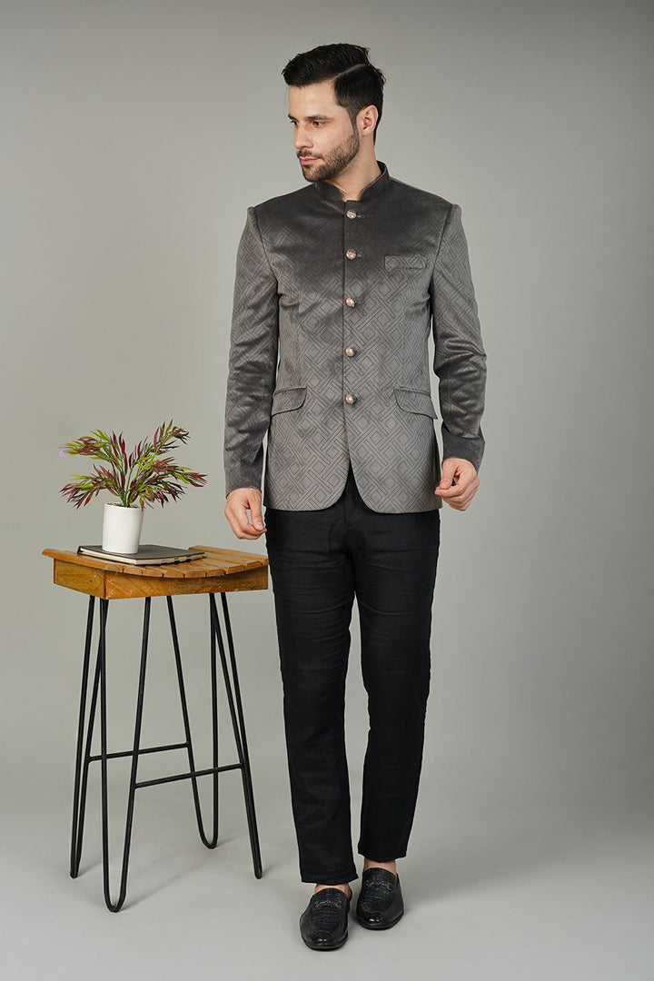 Velvet Grey Bandhgala