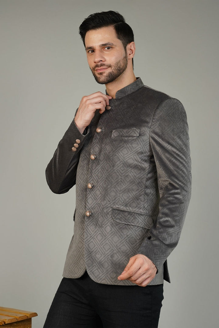 Velvet Grey Bandhgala