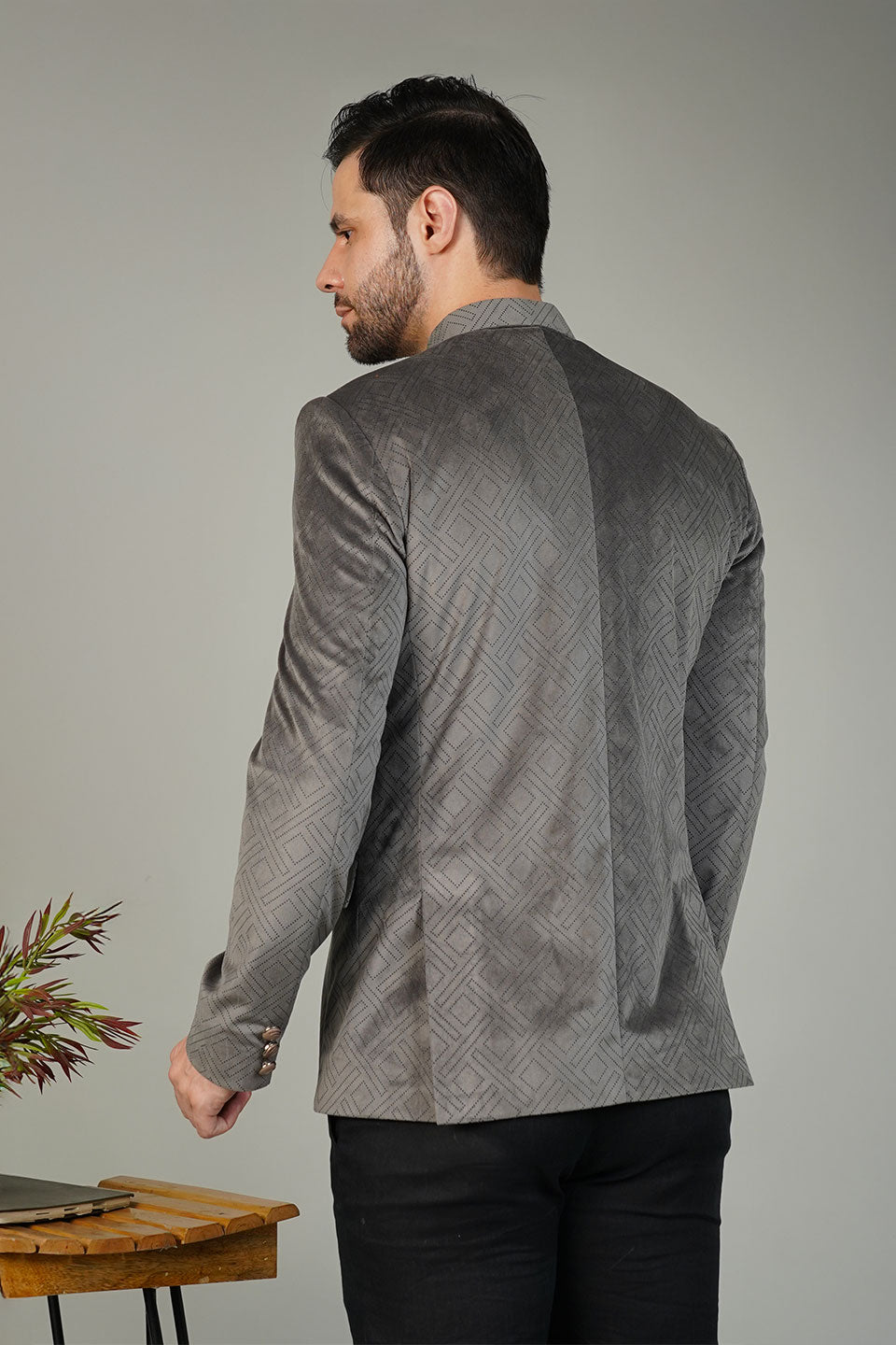 Velvet Grey Bandhgala