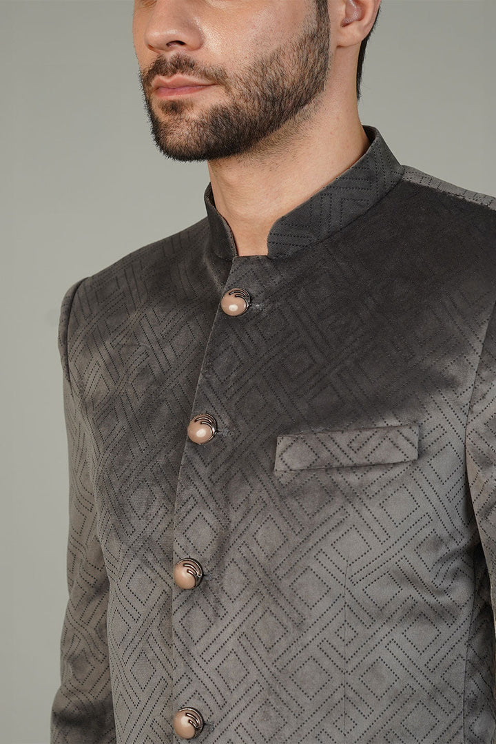 Velvet Grey Bandhgala