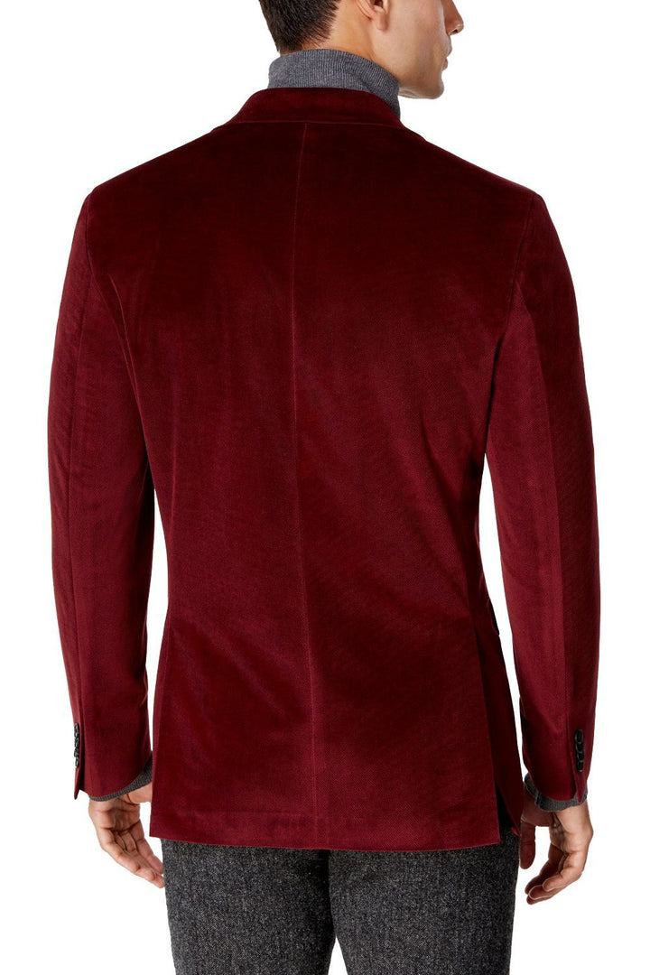 Gold Embroidered Red Velvet Blazer