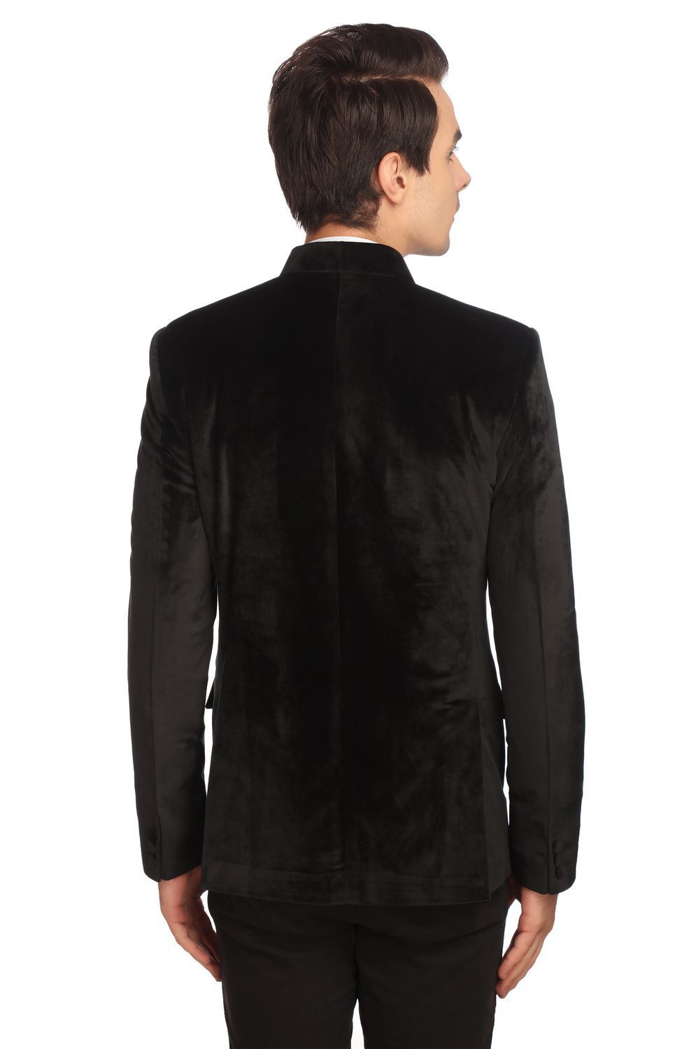 Gold Tiger-Embroidered Black Velvet Bandhgala