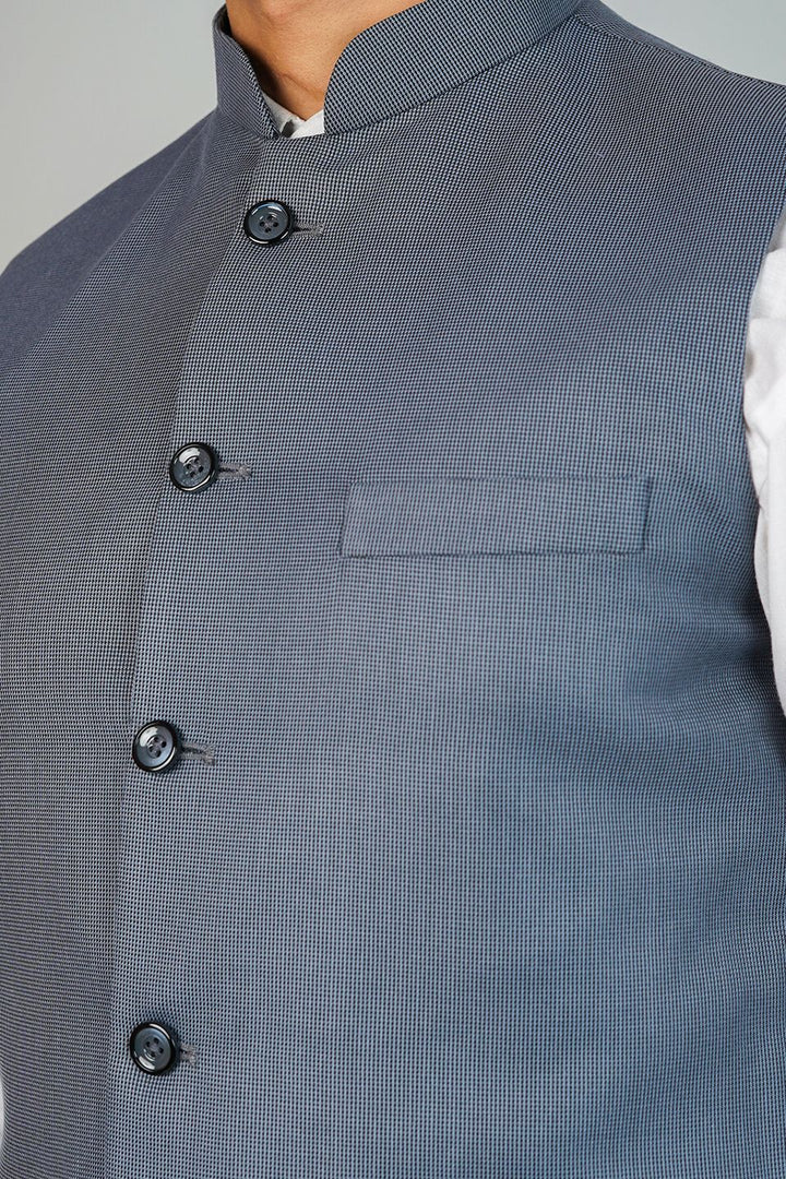 Poly Viscose Grey Nehru Jacket
