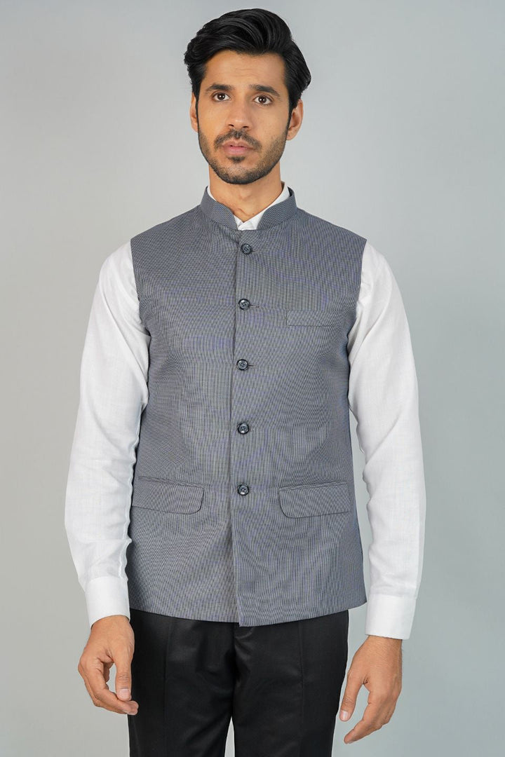 Poly Viscose Grey Nehru Jacket