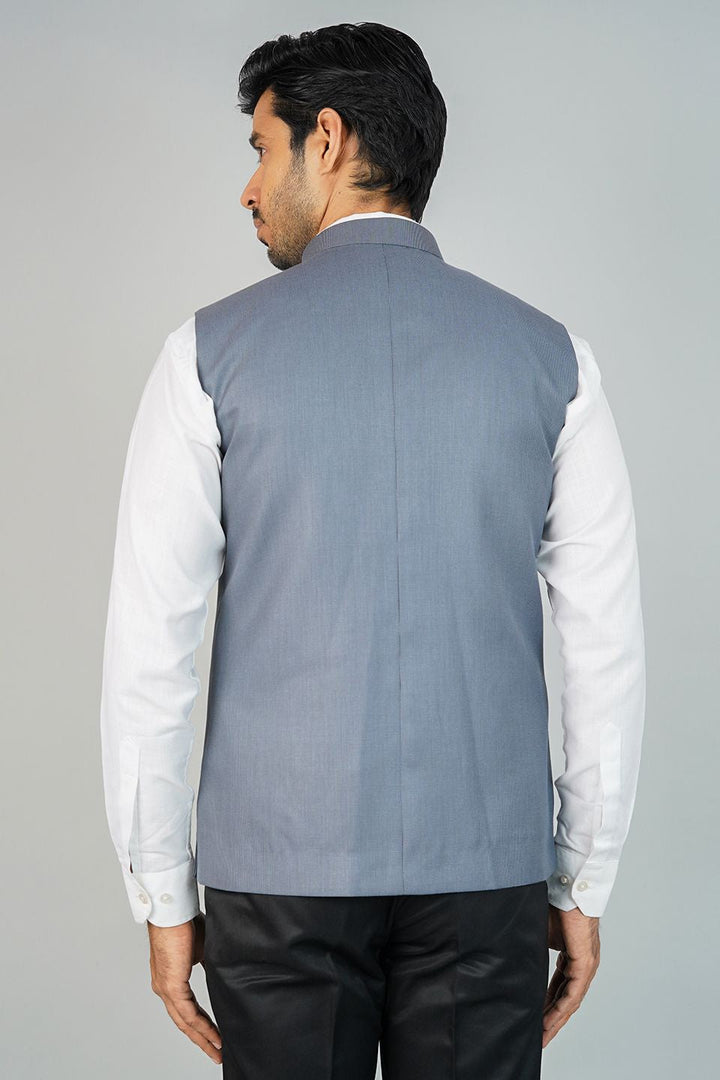 Poly Viscose Grey Nehru Jacket