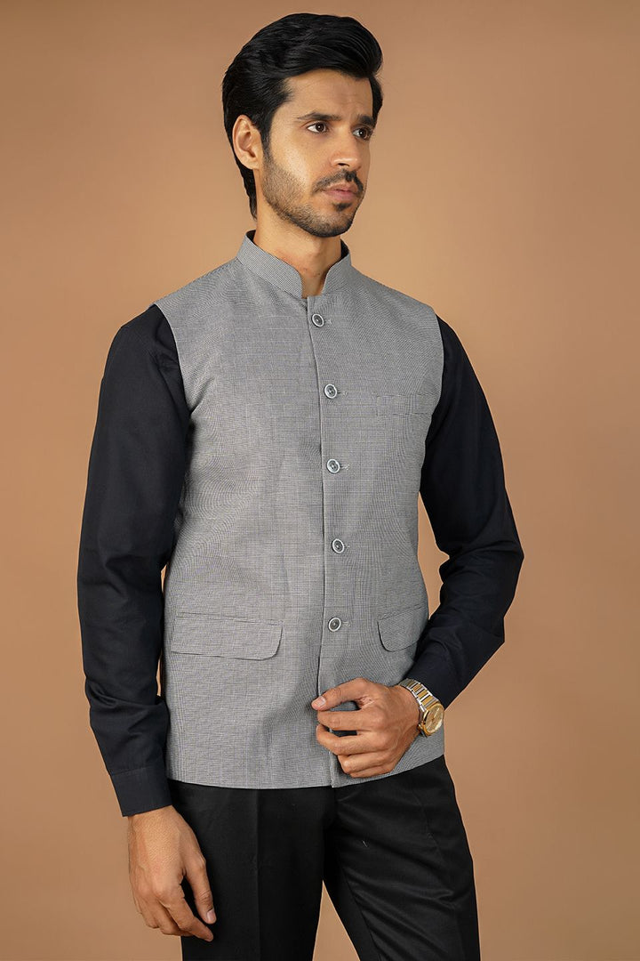 Poly Viscose Grey Nehru Jacket