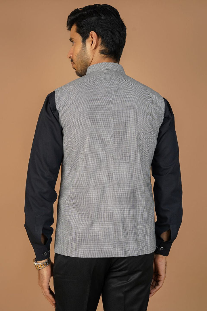 Poly Viscose Grey Nehru Jacket
