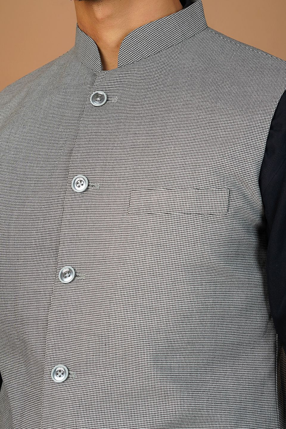 Poly Viscose Grey Nehru Jacket