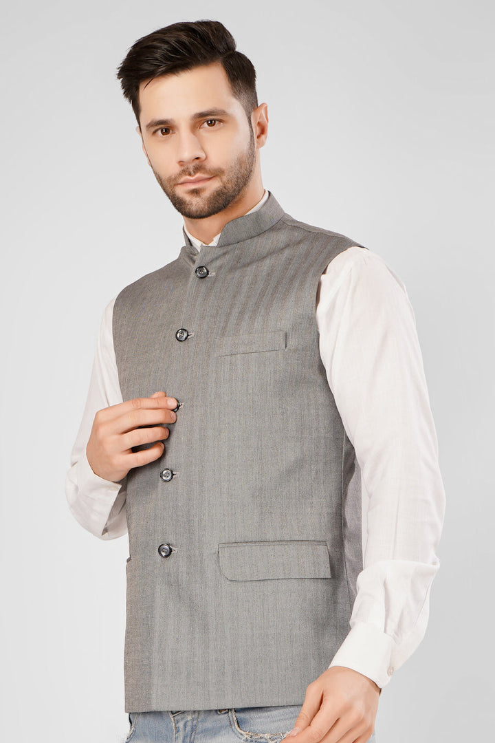 Polyester Cotton Brown Nehru Jacket