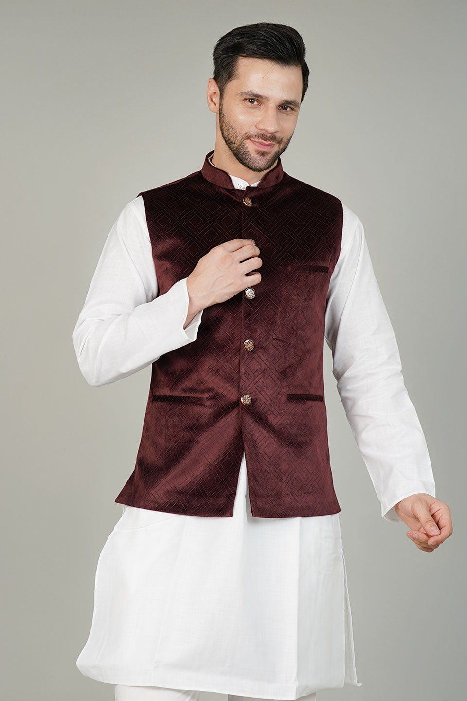 Velvet Maroon Waistcoat