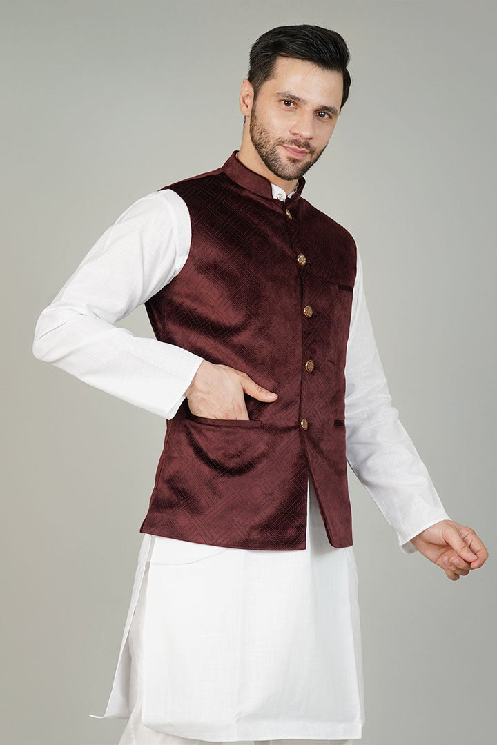 Velvet Maroon Waistcoat