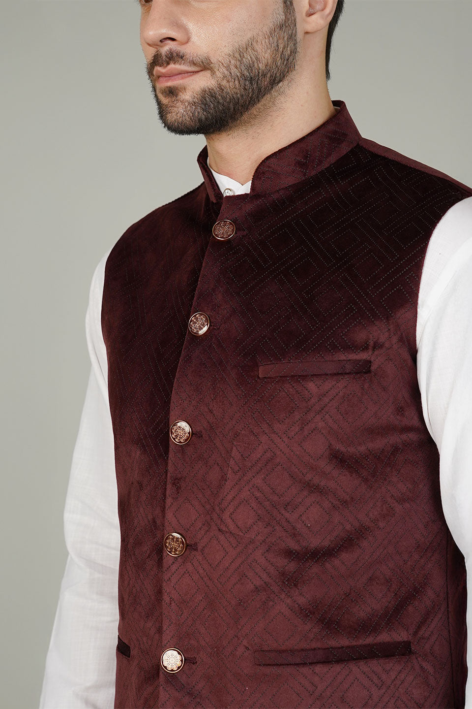Velvet Maroon Waistcoat