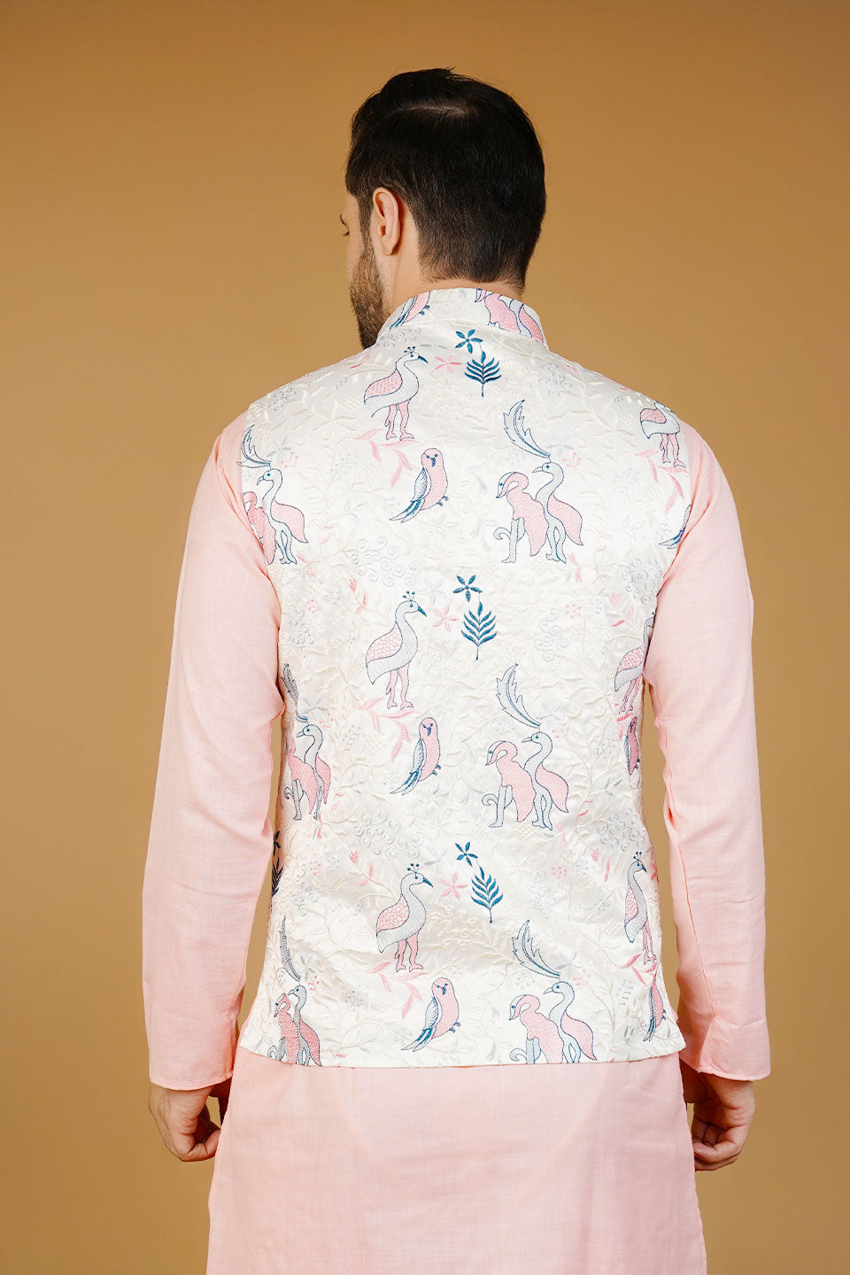 Rayon Emrbroidery White Waistcoat