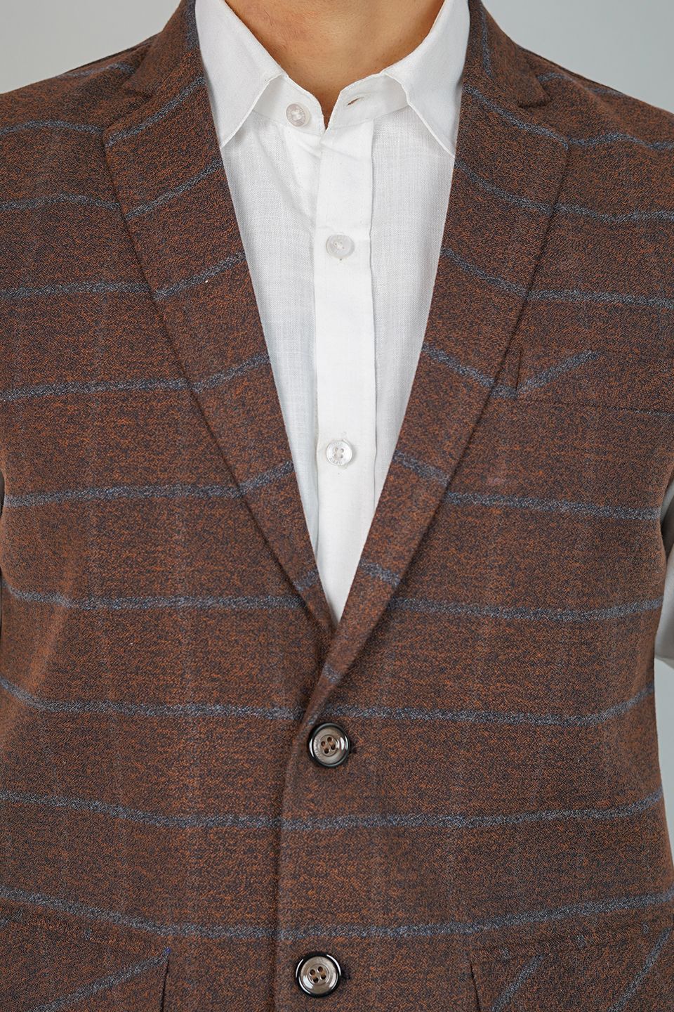 Tweed Check Brown Nehru Jacket