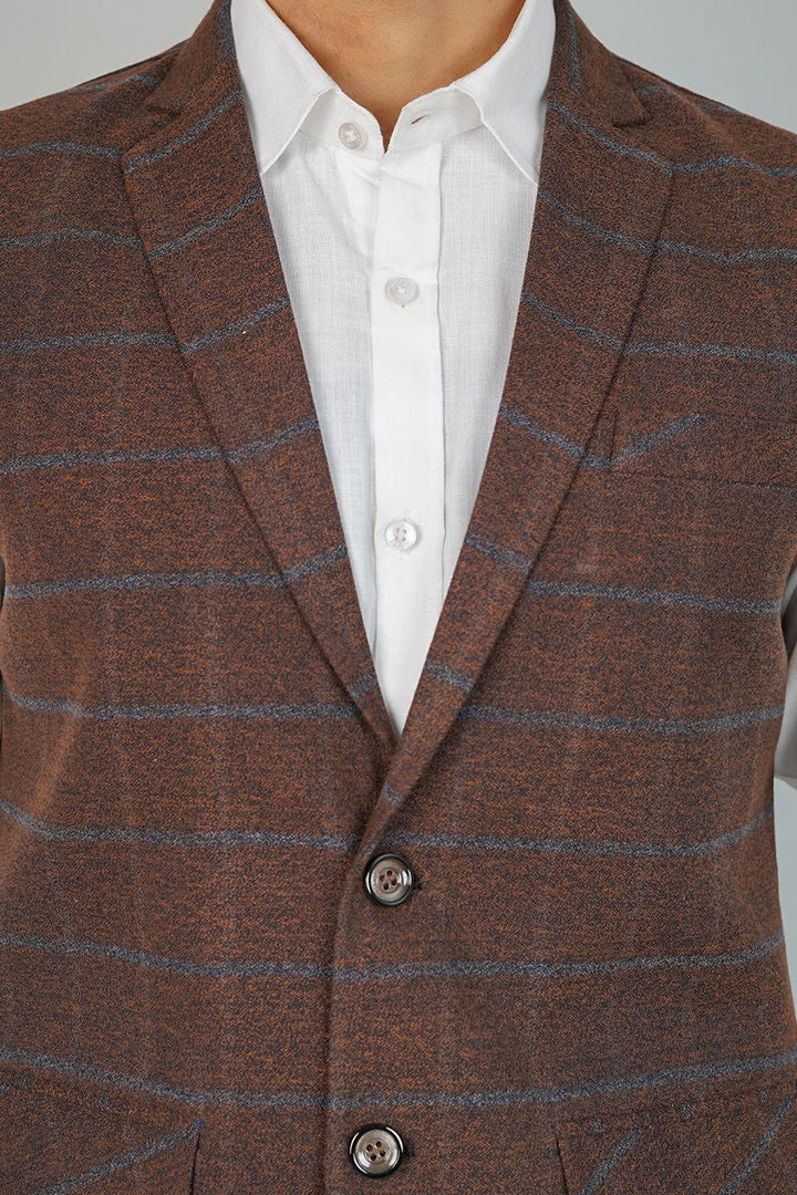 Tweed Check Brown Nehru Jacket
