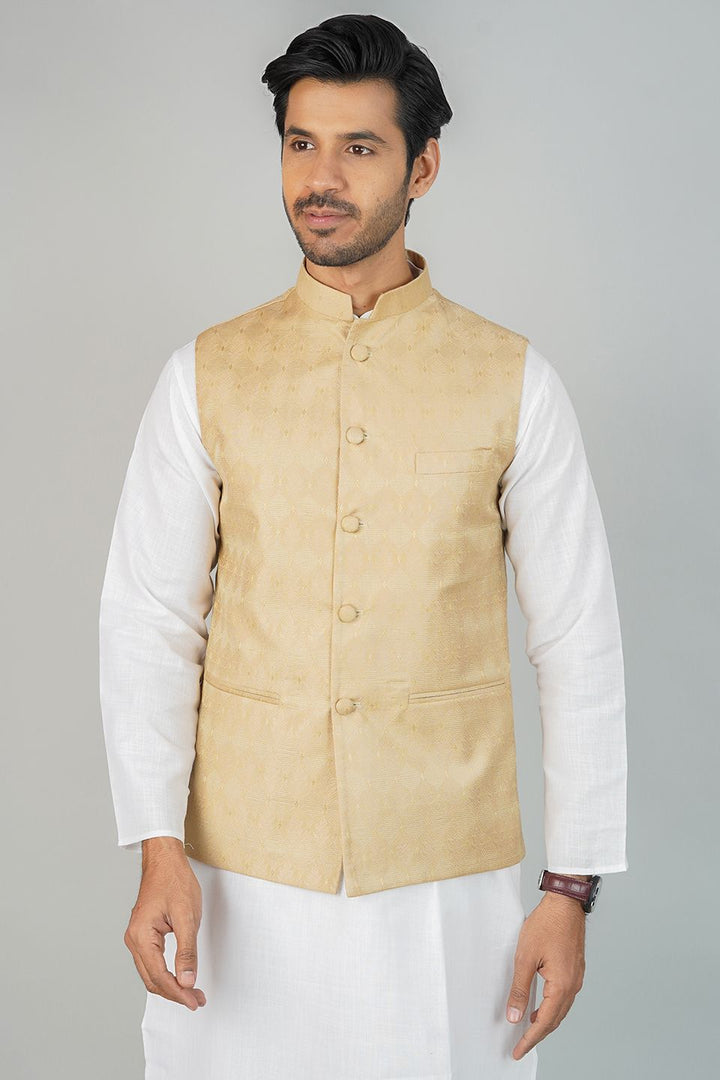Banarasi Rayon Cotton Gold Nehru Jacket