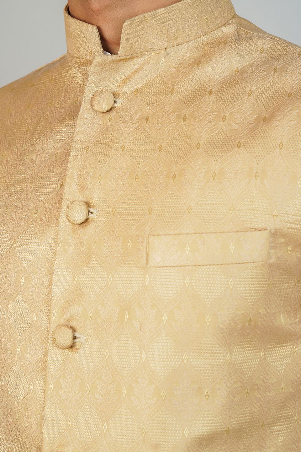 Banarasi Rayon Cotton Gold Nehru Jacket