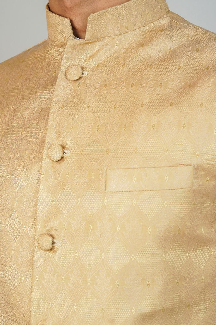 Banarasi Rayon Cotton Gold Nehru Jacket