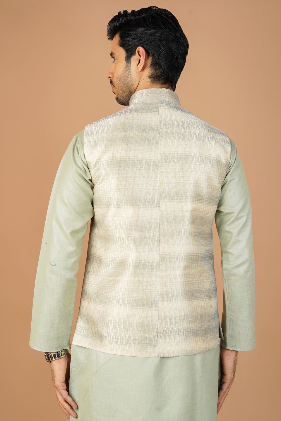Banarasi Rayon Cotton Gold Nehru Jacket
